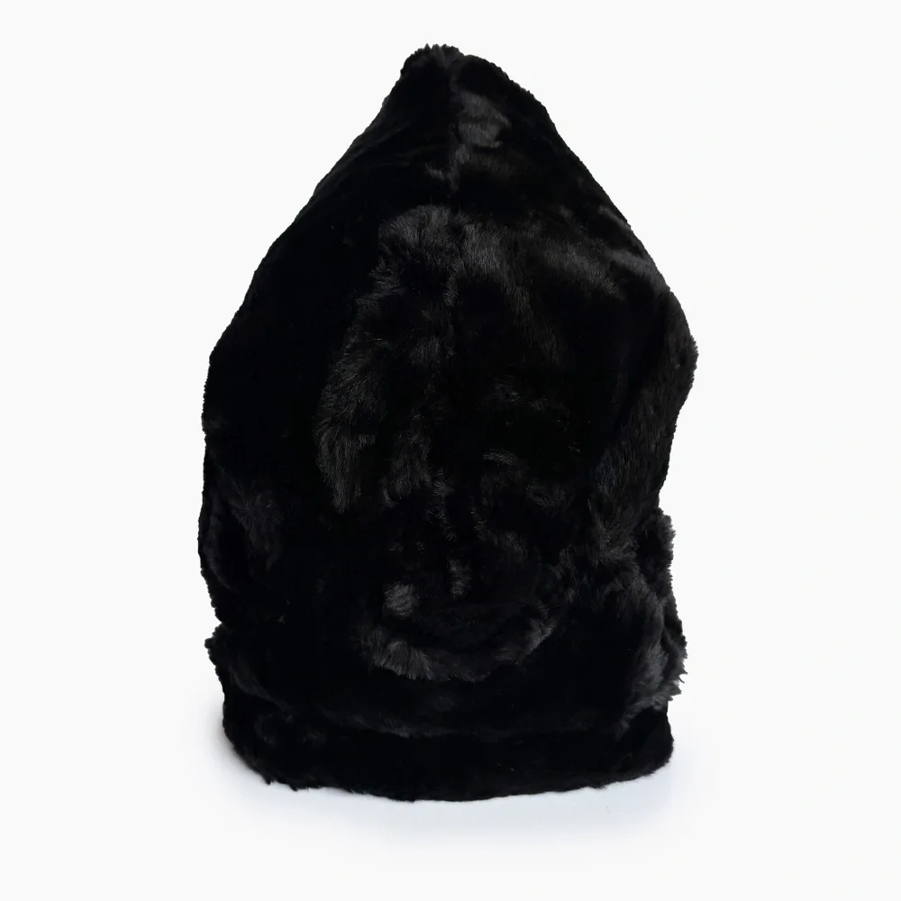 Vintage Norma Kamali OMO Black Faux Fur Sculptural Hat 1980s HTF